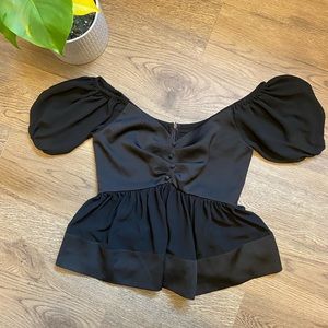 Black Puffy Sleeve Blouse